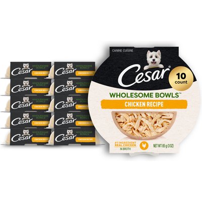 Cesar Cesar Wholesome Bowls Chicken Recipe Small Breed Adult Wet Dog Food, 3-oz tray, case of 10