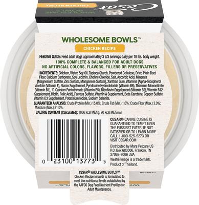 Show full view: Cesar Wholesome Bowls Chicken Recipe Wet Dog Food, 3-oz tray, bundle of 20  slide 3 of 11