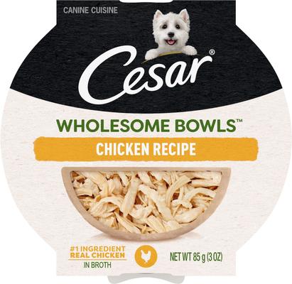 Show full view: Cesar Wholesome Bowls Chicken Recipe Wet Food + Simply Crafted Chicken Wet Dog Food Topper slide 2 of 9