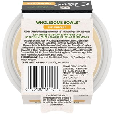 Show full view: Cesar Wholesome Bowls Chicken Recipe Wet Food + Simply Crafted Chicken Wet Dog Food Topper slide 3 of 9