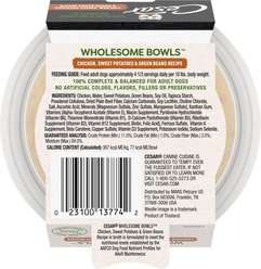 Cesar Wholesome Bowls Chicken, Sweet Potato & Green Beans Recipe Small Breed Adult Wet Dog Food, 3-oz tray, case of 10 slide 2 of 9