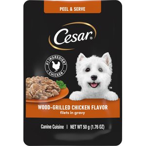 Cesar Wood-Grilled Chicken Flavor Filets in Gravy Wet Dog Food, 1.76-oz mini-pouch, case of 20