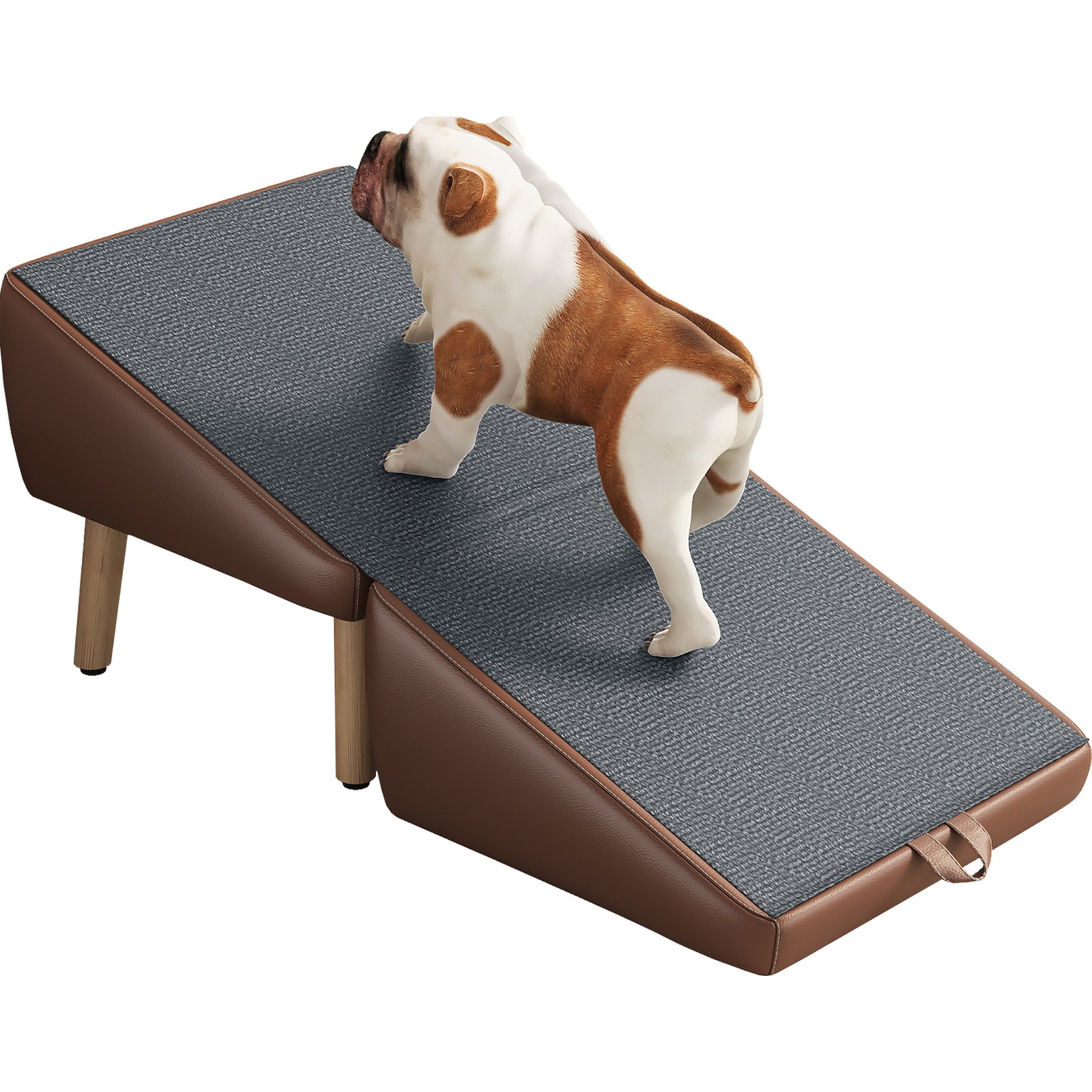 Cesicia 2-in-1 Wooden Foldable Dog Ramp, Brown