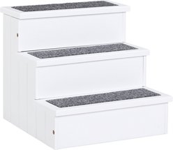 Cesicia 3 Step Non-Slip Carpeted Pet Stairs, White