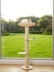 Cesicia 3-Tier 52.8-in Half Cat Tree Tower with Scratching Post, Beige slide 1 of 7