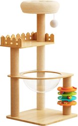 Cesicia 39.3-in Wood Cat Tree Tower with Sisal-Covered Scratching Posts & Top Perch, Natural