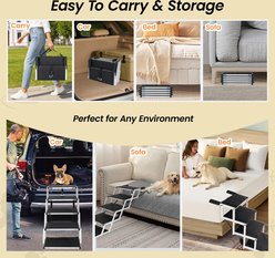Cesicia 5-Step Heavy Duty Aluminum Foldable Dog Stairs with Non Slip Surface & Soft Foam Handle, Black/Silver slide 2 of 7