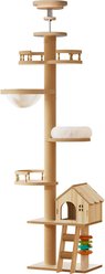 Cesicia Adjustable Height 92.4-in Floor to Ceiling Cat Tree with Scratching Post, Natural