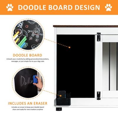 Show full view: Cesicia Doodle Dog Cage Double Doors Dog Crate, White slide 6 of 8