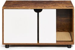 Cesicia Double Doors Cat Litter Box Enclosure, White/Vintage