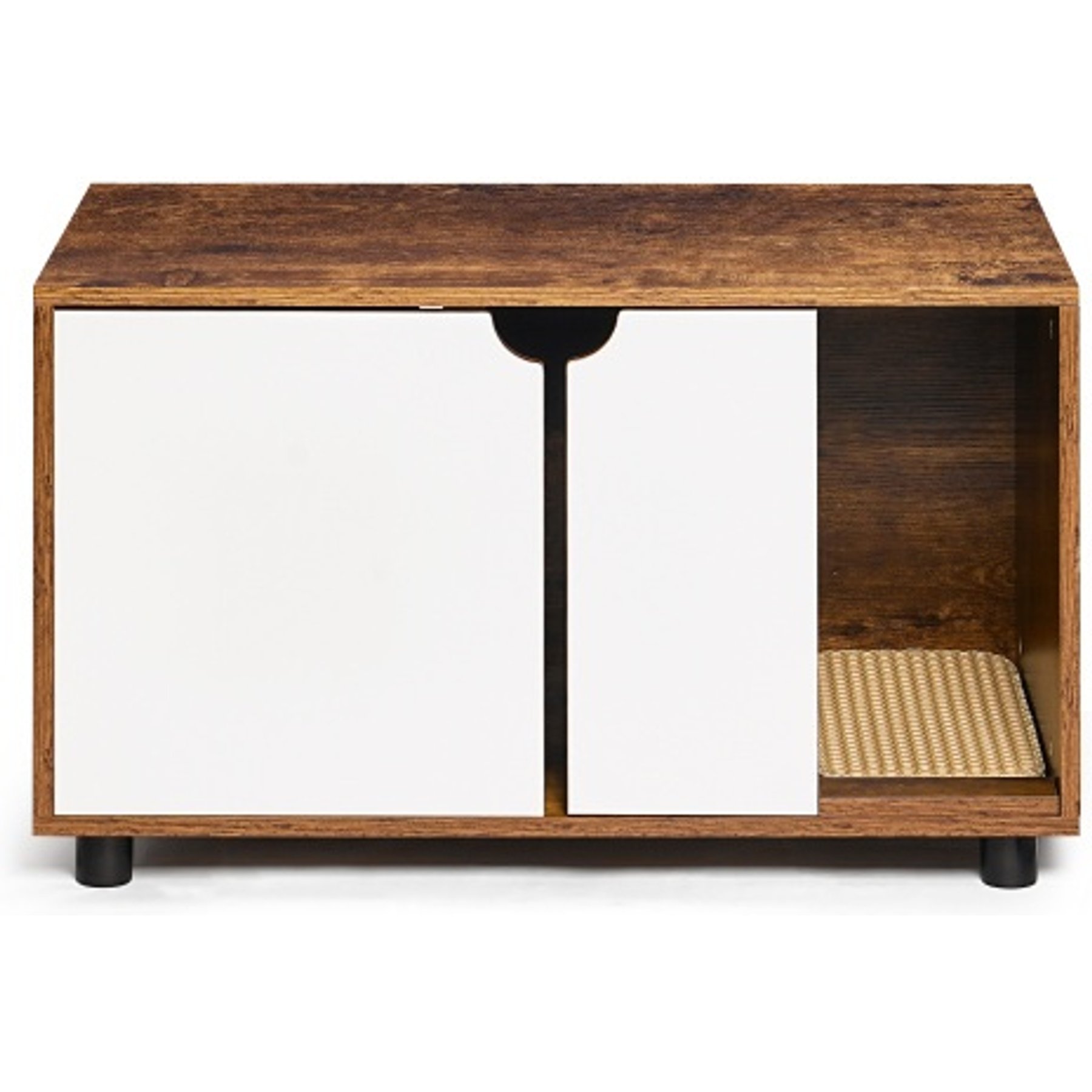 Cesicia Double Doors Cat Litter Box Enclosure, White/Vintage