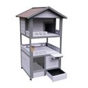 Cesicia Feral Villa Shelter Weatherproof Three Story Outdoor Cat House with Balcony, Gray