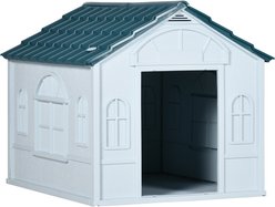 Cesicia Indoor Outdoor Water Resistant Puppy Shelter Plastic Dog House with Door, Blue