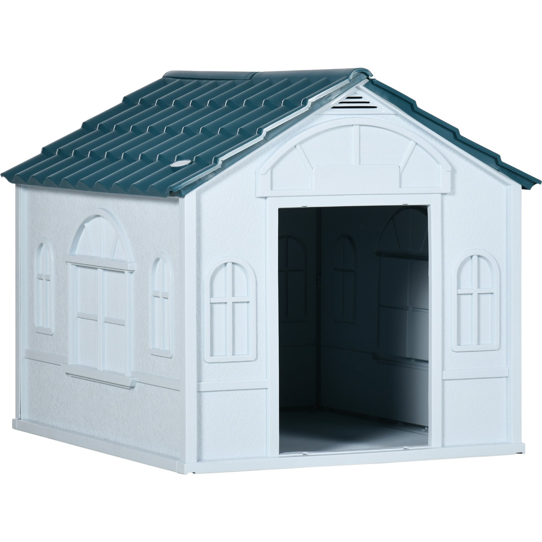 Cesicia Indoor Outdoor Water Resistant Puppy Shelter Plastic Dog House with Door, Blue