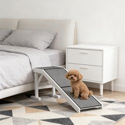 Cesicia Multifunctional Non-Slip Tread Carpet Surface Pine Wood Dog & Cat Ramp, Gray