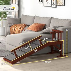 Cesicia Non-Slip Tread Pine Wood Dog Ramp with Removable Guardrails, Brown/Gray slide 2 of 7