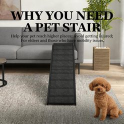 Cesicia Non-Slip Tread Wooden Climb Dog & Cat Ramp, Black slide 2 of 7