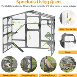 Cesicia Pine Wood Outdoor Cat House with Weatherproof Roof & Storage, Gray slide 2 of 7