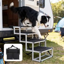 Cesicia Portable Foldable Dog Stairs with Non-Slip Surface & Reinforced Design, Black slide 2 of 9