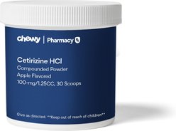 Cetirizine HCl Compounded Powder Apple Flavored for Horses, 100-mg/1.25CC, 30 scoops
