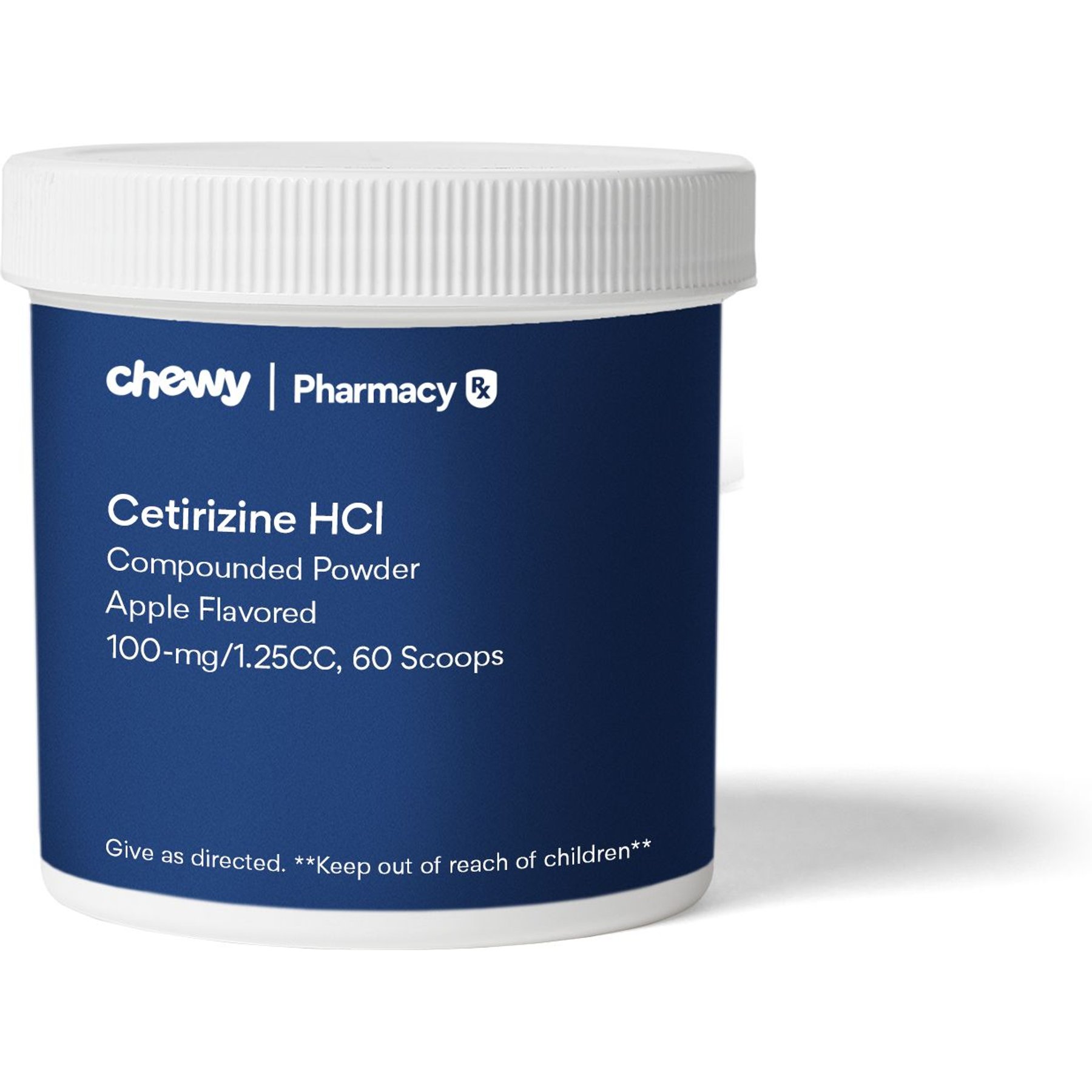 Cetirizine HCl Compounded Apple Powder, 100 mg/1.25CC scoop, 60 scoops for Veterinary use