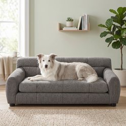 Cfowner Elevated Backrest & Armrests, Soft Memory Foam, Durable Linen Couch Furniture style sofa Dog Bed, Medium: 38-in, Dark Gray