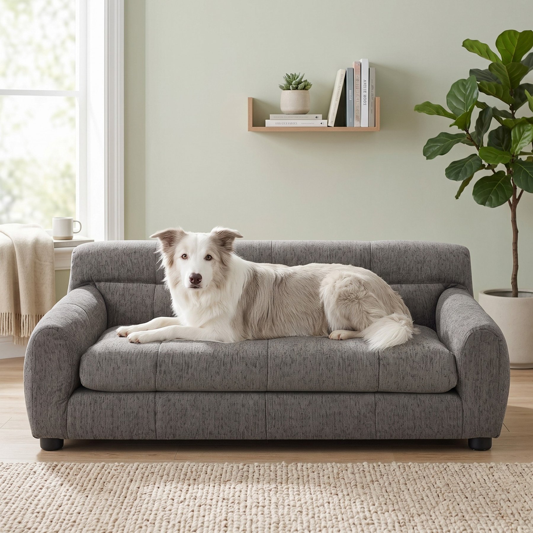 Cfowner Elevated Backrest & Armrests, Soft Memory Foam, Durable Linen Couch Furniture style sofa Dog Bed, Medium: 38-in, Dark Gray