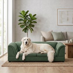 Cfowner Oversized Curved Armrest Rectangular, Linen Fabric Comfort Couch furniture-style-sofa Dog Bed, Large, Olive Green