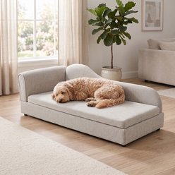Cfowner Oversized Modern Couch with Irregular Wave Backrest & Single Armrest, Breathable Linen Fabric, Soft Foam Cushion, Low Plastic Feet Furniture-Style-Sofa Dog Bed, Large: 55-in, Beige slide 2 of 6