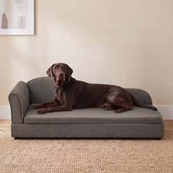 Cfowner Oversized Modern Couch with Irregular Wave Backrest & Single Armrest, Breathable Linen Fabric, Soft Foam Cushion, Low Plastic Feet Furniture-Style-Sofa Dog Bed, Large: 55-in, Dark Gray