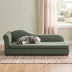 Cfowner Oversized Modern Couch with Irregular Wave Backrest & Single Armrest, Breathable Linen Fabric, Soft Foam Cushion, Low Plastic Feet Furniture-Style-Sofa Dog Bed, Large: 55-in, Olive Green