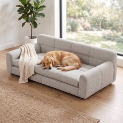 Cfowner Soft Memory Foam with Durable Linen Fabric, Comfortable Couch with Backrest & Armrests, Easy to Clean & Maintain Furniture-Style-Sofa Dog Bed, Large: 51-in, Beige