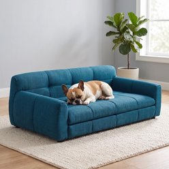 Cfowner Soft Memory Foam with Durable Linen Fabric, Comfortable Couch with Backrest & Armrests, Easy to Clean & Maintain Furniture-Style-Sofa Dog Bed, Large: 51-in, Dark Blue