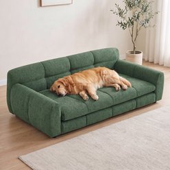 Cfowner Soft Memory Foam with Durable Linen Fabric, Comfortable Couch with Backrest & Armrests, Easy to Clean & Maintain Furniture-Style-Sofa Dog Bed, Large: 51-in, Green