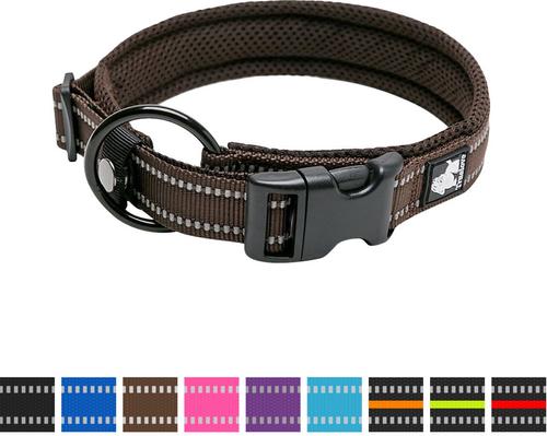 Show full view: Chai's Choice Comfort Cushion 3M Polyester Reflective Dog Collar, Chocolate, Medium: 15.7 to 17.7-in neck, 4/5-in wide slide 3 of 6