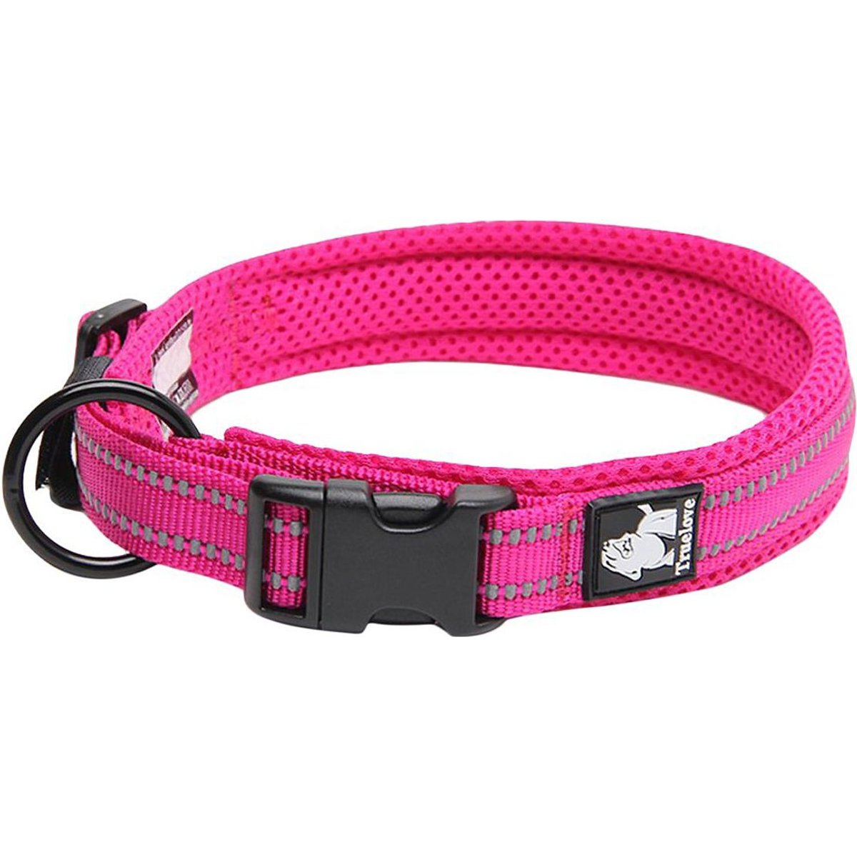 Chai's Choice Comfort Cushion 3M Polyester Reflective Dog Collar, Fuchsia, X-Large: 19.7 to 21.7-in neck, 1-in wide