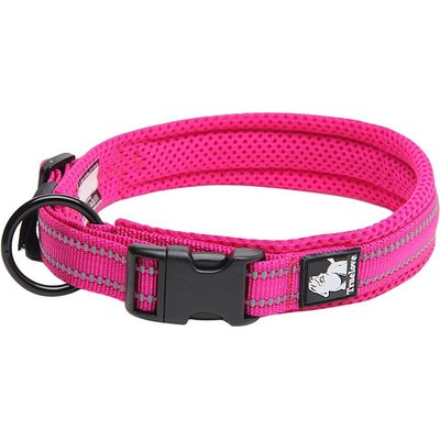 Chai's Choice Chai's Choice Comfort Cushion 3M Polyester Reflective Dog Collar, Fuchsia, X-Large: 19.7 to 21.7-in neck, 1-in wide