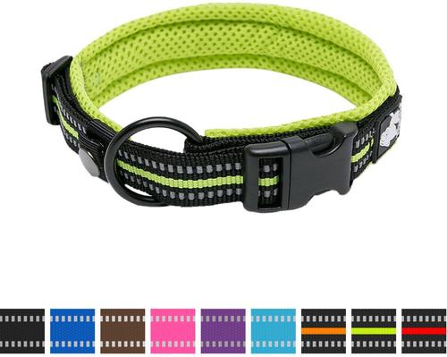 Show full view: Chai's Choice Comfort Cushion 3M Polyester Reflective Dog Collar, Lemon Lime, Large: 17.7 to 19.7-in neck, 4/5-in wide slide 3 of 6