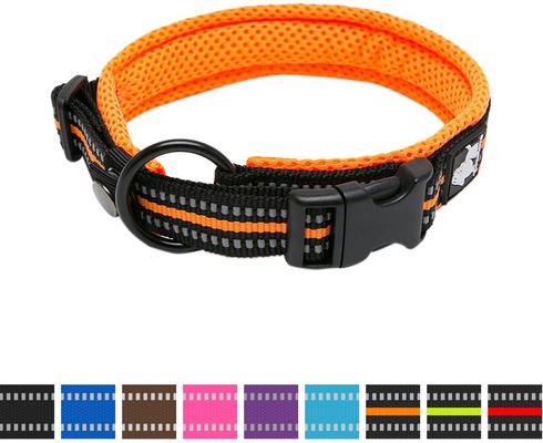 Show full view: Chai's Choice Comfort Cushion 3M Polyester Reflective Dog Collar, Orange, Small: 13.8 to 15.7-in neck, 4/5-in wide slide 3 of 6