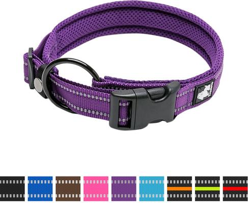 Show full view: Chai's Choice Comfort Cushion 3M Polyester Reflective Dog Collar, Purple, Small: 13.8 to 15.7-in neck, 4/5-in wide slide 3 of 6