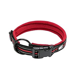 Chai's Choice Comfort Cushion 3M Polyester Reflective Dog Collar, Red, Small: 13.8 to 15.7-in neck, 4/5-in wide