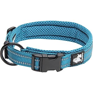Chai's Choice Comfort Cushion 3M Polyester Reflective Dog Collar, Teal Blue, Medium: 15.7 to 17.7-in neck, 4/5-in wide