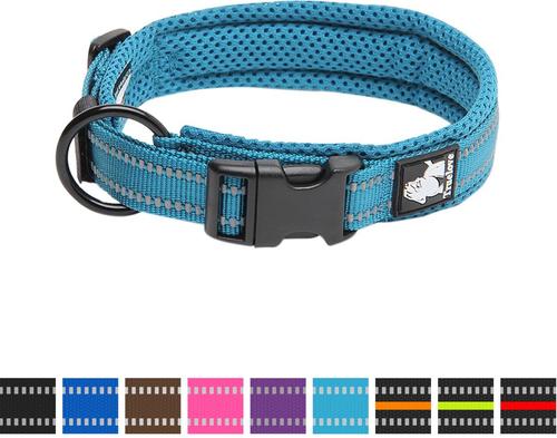 Show full view: Chai's Choice Comfort Cushion 3M Polyester Reflective Dog Collar, Teal Blue, X-Small: 11.8 to 13.8-in neck, 3/5-in wide slide 3 of 6