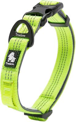 Show full view: Chai's Choice Outdoor Adventure 3M Polyester Reflective Dog Collar, Neon Yellow, Medium: 13.8 to 19.7-in neck, 4/5-in wide slide 2 of 6