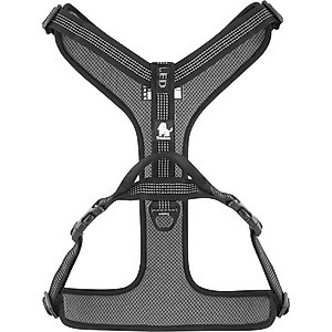 Chai's Choice Outdoor Explorer No-Pull 3M Polyester Reflective Dual Clip Dog Harness, Black, Large: 27 to 32.5-in chest