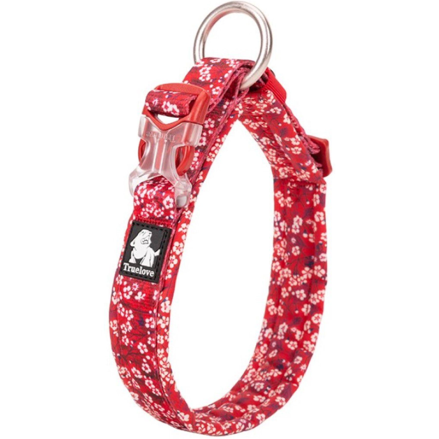 Chai's Choice Premium Floral Dog Collar, Red, Medium