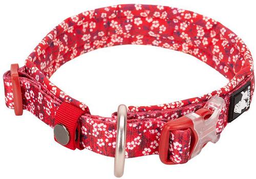 Show full view: Chai's Choice Premium Floral Dog Collar, Red, Medium slide 3 of 8