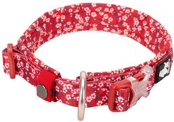 Chai's Choice Premium Floral Dog Collar, Red, Small slide 2 of 6