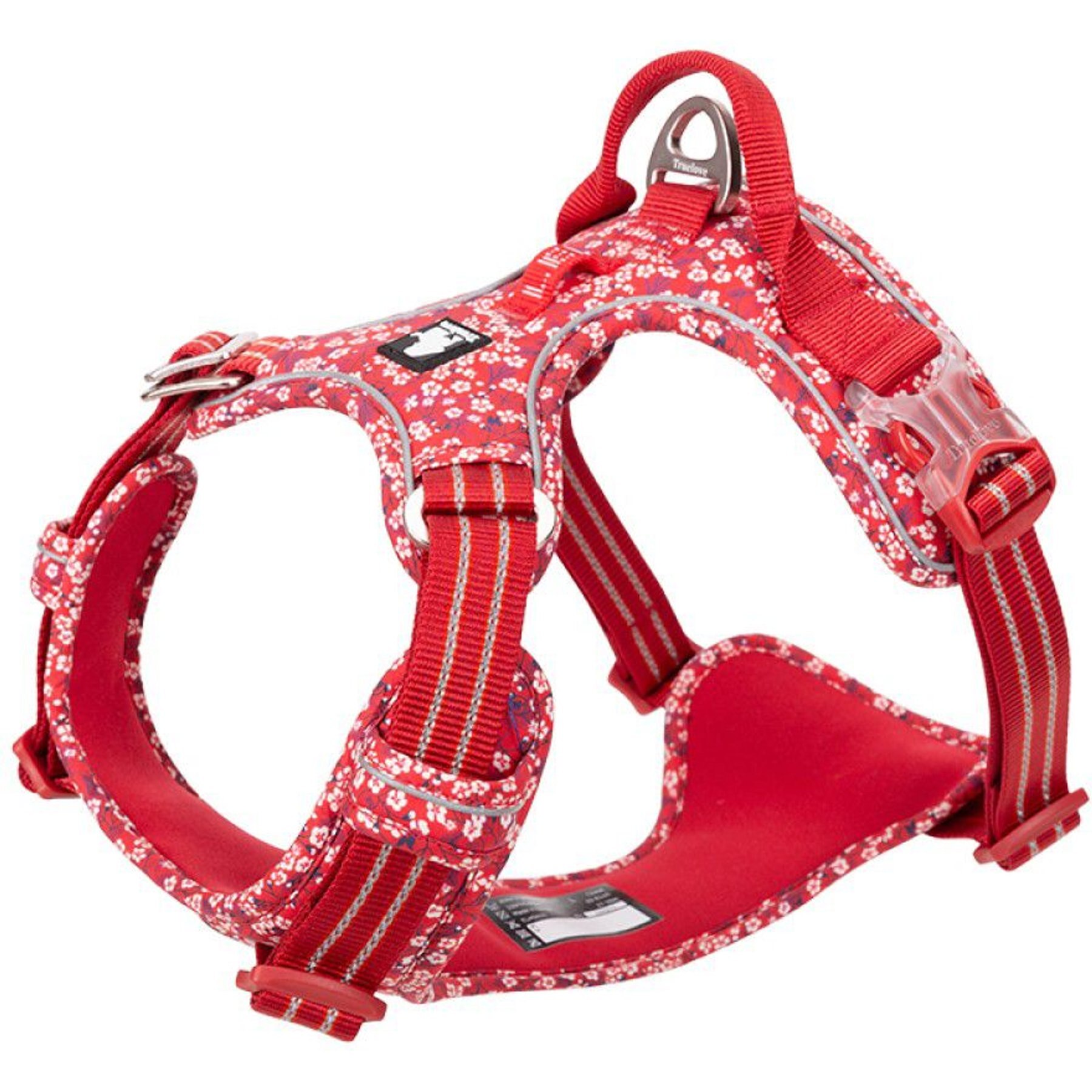 Chai's Choice Premium Floral Dog Harness, Red, X-Small