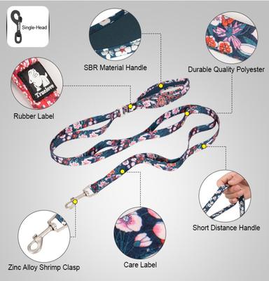 Show full view: Chai's Choice Premium Floral Training Dog Leash, Floral Blue, Large slide 3 of 4